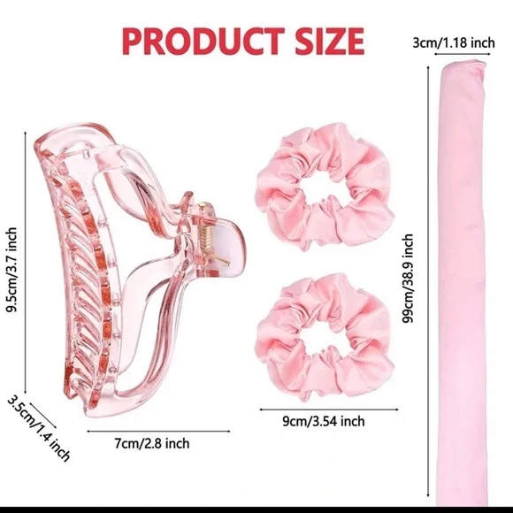 Heatless Curling Rod 4 Piece Overnight Curls Curling Wrap Kit in Pink and Purple - Picture 2 of 7